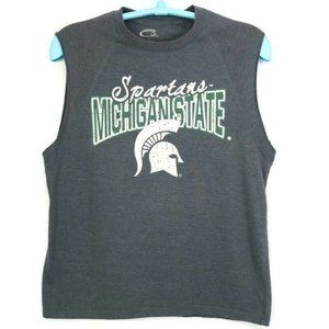 Michigan State Spartans Football T-Shirt Shirt Grey Sleeveless XL‎